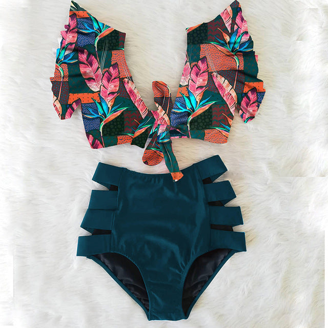 High Waist Red Bikini Set for Women