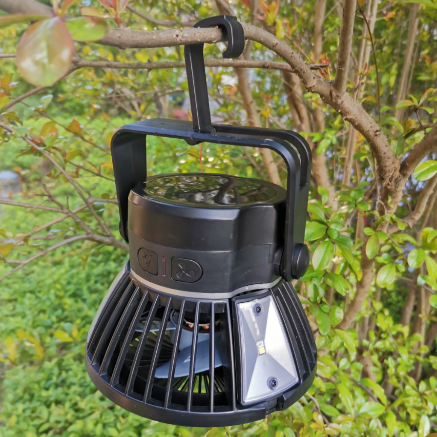 Solar-Powered Camping Light with Adjustable Fan