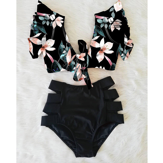 High Waist Red Bikini Set for Women