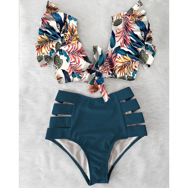 High Waist Red Bikini Set for Women
