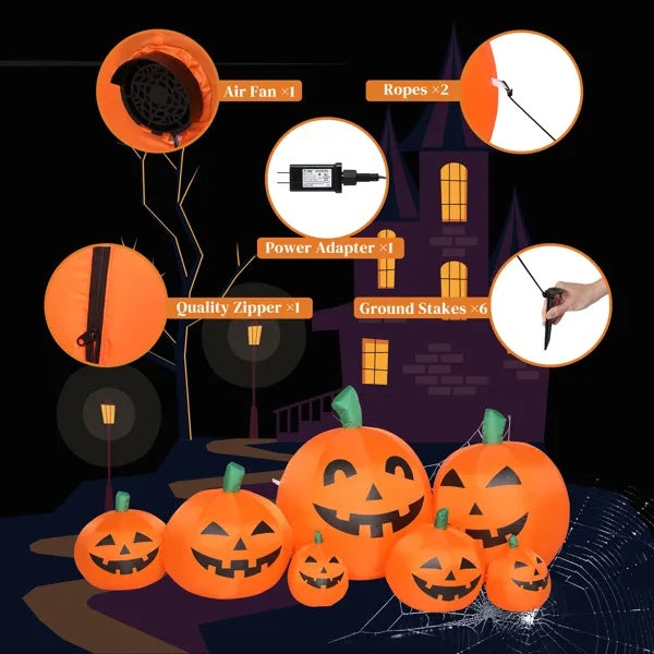 LED String Lights 7pcs Pumpkin Inflatable Halloween Decoration