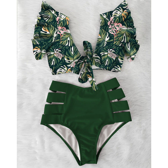 High Waist Red Bikini Set for Women