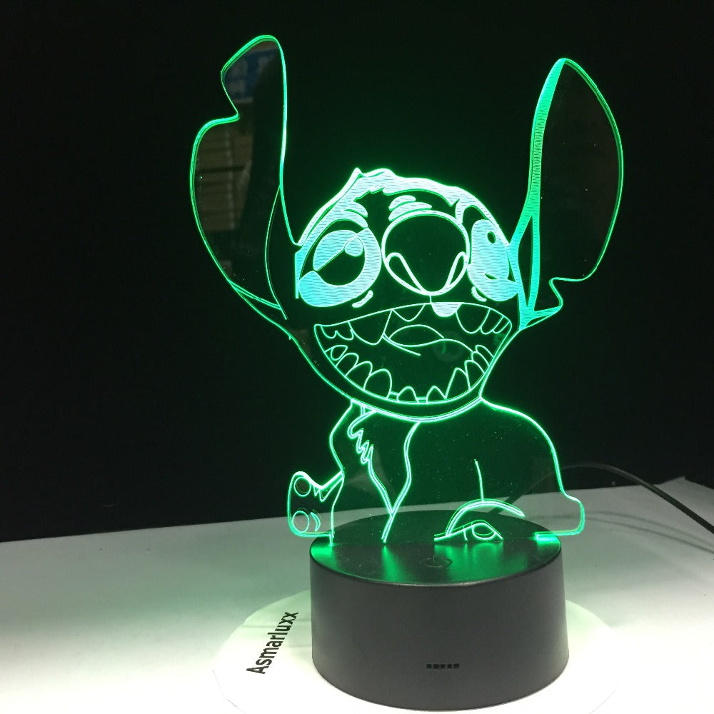 Adjustable Night Light with 3D Effect - Cartoon Stitch